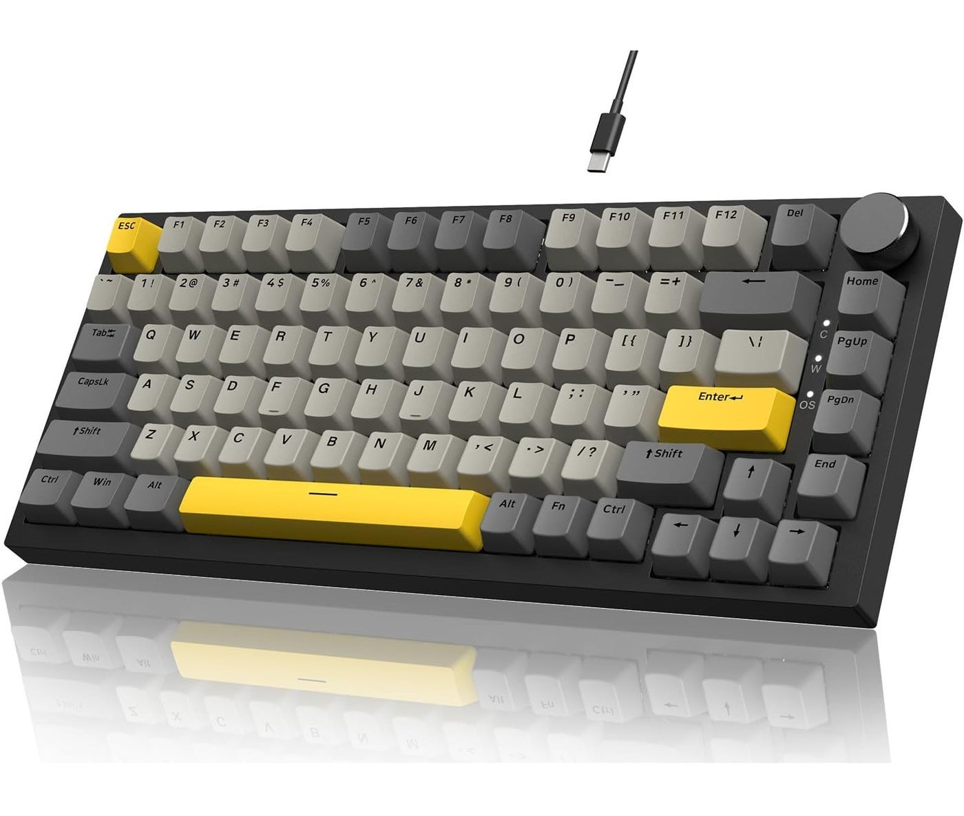 AK820 Gaming Keyboard,75% Gasket-mounted Mechanical Gaming Keyboard with TFT Screen Smart Display, RGB Light,3 Modes(Bluetooth 5.1/2.4G Wireless & Type-C Wired), Sound Dampening Foams (BlackGrey, flying fish switch)
